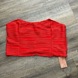 Shein Curvy Orange Ribbed Strapless Crop Top Women’s Plus Size 3X